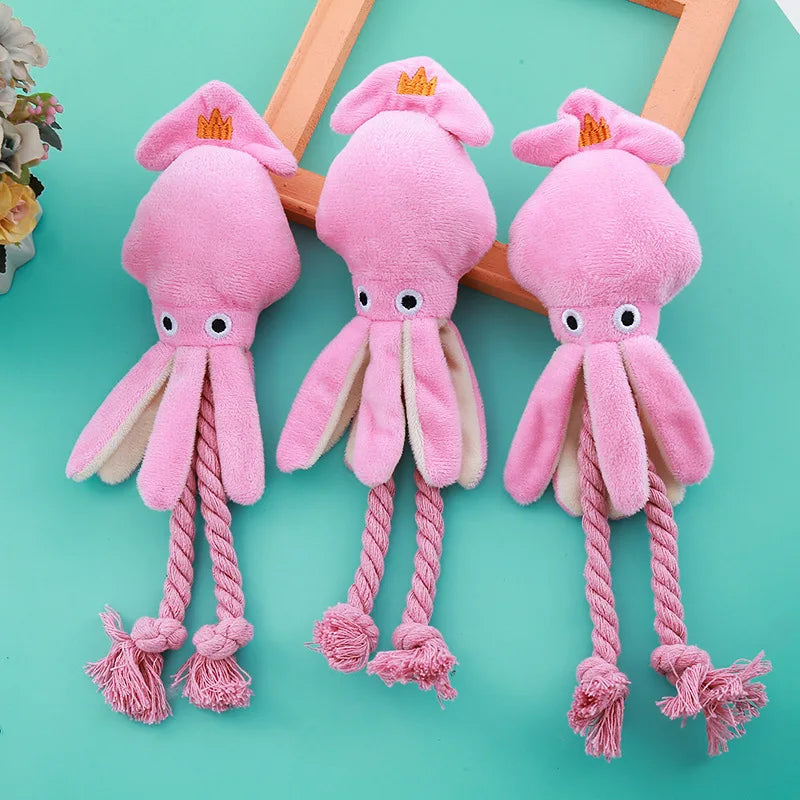 Squeaky Octopus Dog Toy Cotton Rope Interactive Chew Toy Boredom Relief Self Play Pet Toy for Small Puppy Dogs Wholesale