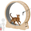 Cat Exercise Wheel, 48 in Wooden Cat Running Wheel for Indoor Cats up to 28 Lbs, Cats Treadmill with Carpeted Runway & Locking Mechanism, Quiet Roller Kitten Sport Toys for Pets Fitness & Health
