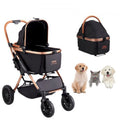 Pet Stroller, 4 Wheels Dog Stroller Rotate with Brakes, 66 Lbs Weight Capacity, Puppy Stroller with Detachable Carrier, Storage Basket and Pet Pad, for Small to Medium Sized Dogs, Black