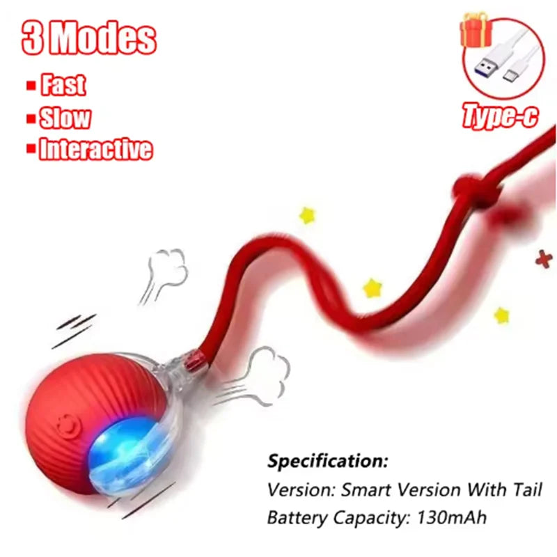 Smart Cat Toys Automatic Rolling Ball Fake Tail Rechargeable Electric Pet Interactive Toy Dog Cat Training Imitate Mouse Tail
