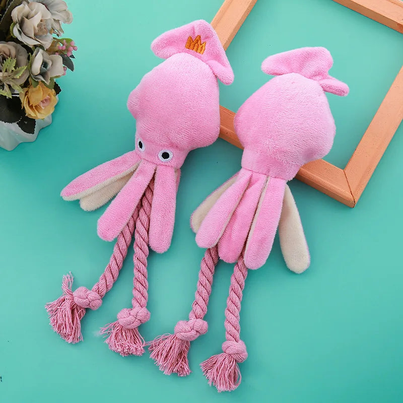 Squeaky Octopus Dog Toy Cotton Rope Interactive Chew Toy Boredom Relief Self Play Pet Toy for Small Puppy Dogs Wholesale
