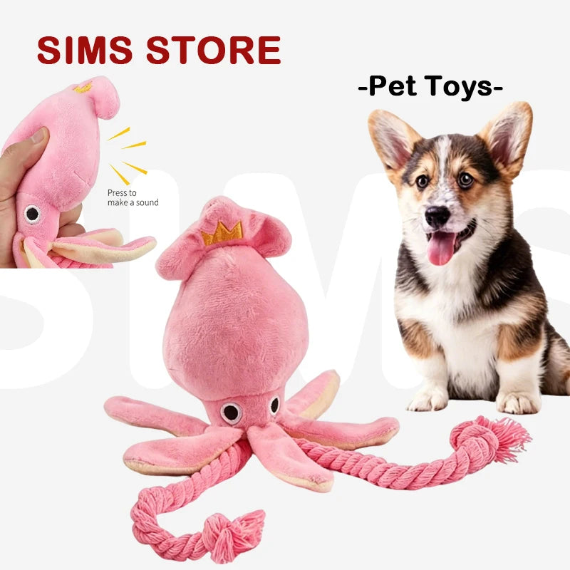 Squeaky Octopus Dog Toy Cotton Rope Interactive Chew Toy Boredom Relief Self Play Pet Toy for Small Puppy Dogs Wholesale