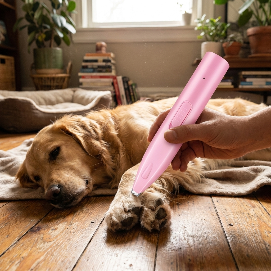 Electric pet trimmer in use