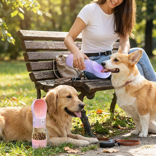 2 in 1 Portable Dog Water Bottle lifestyle
