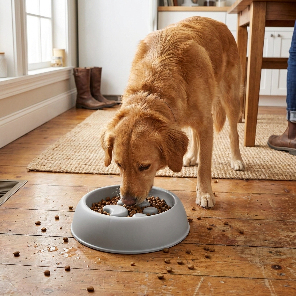 Slow Feeder Dog Bowl Paw Print lifestyle