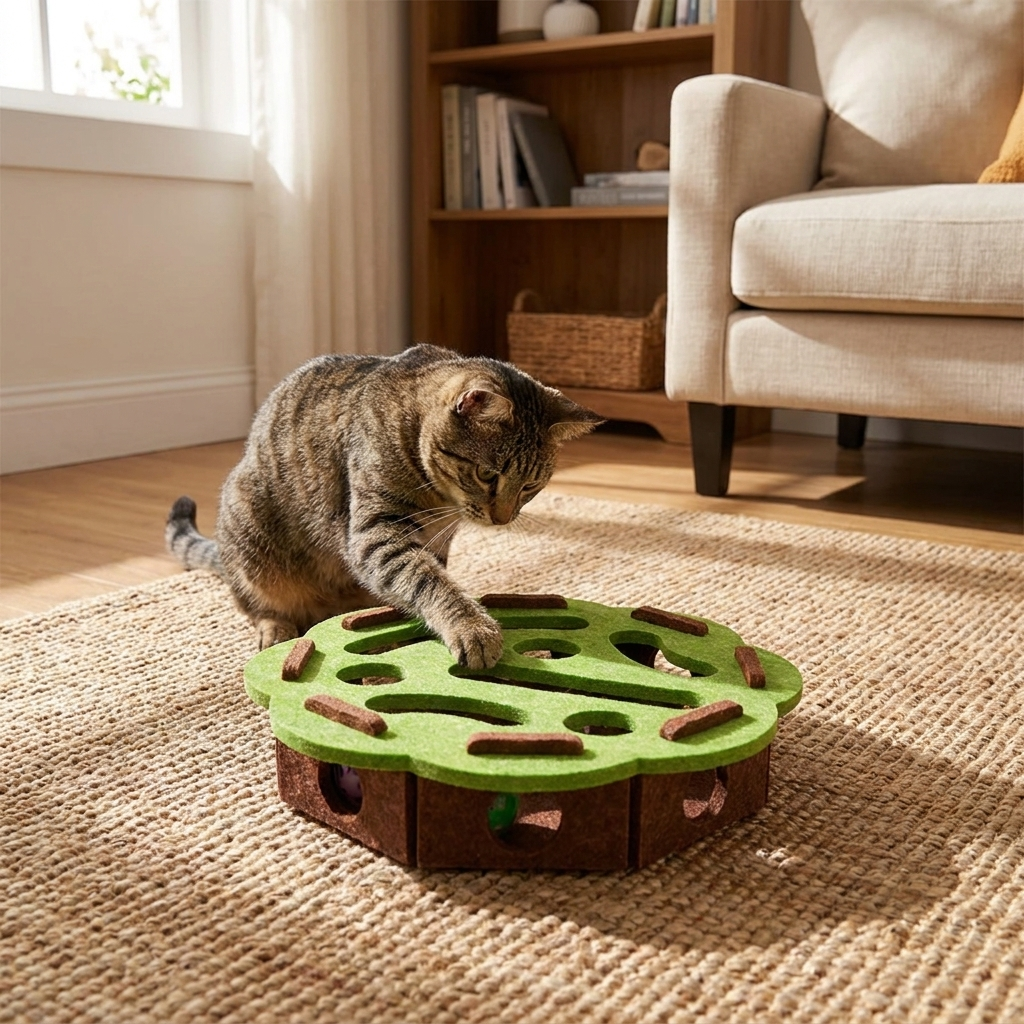 Cat using a sisal scratching post