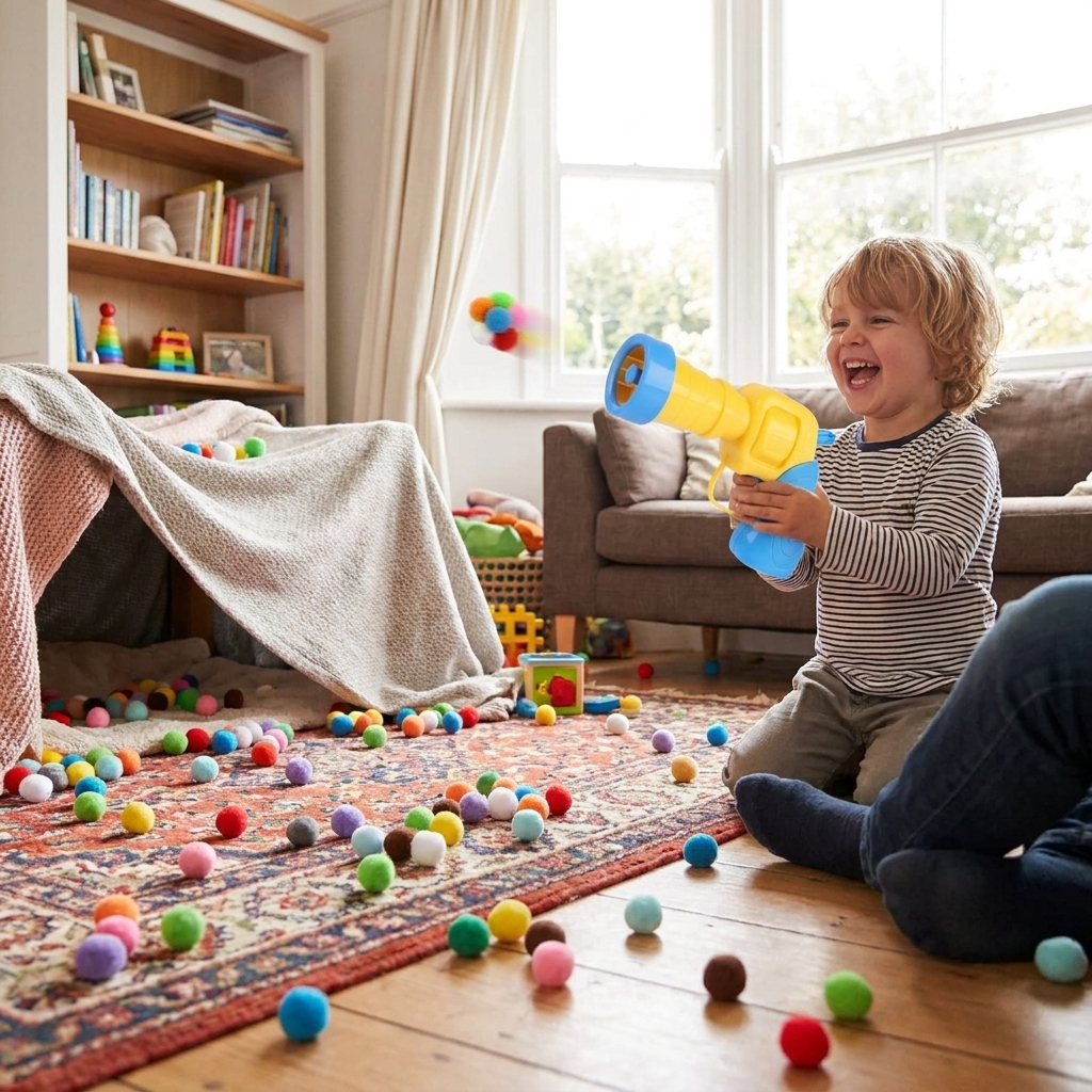 Interactive Plush Ball Shooting Gun Toy for Cats