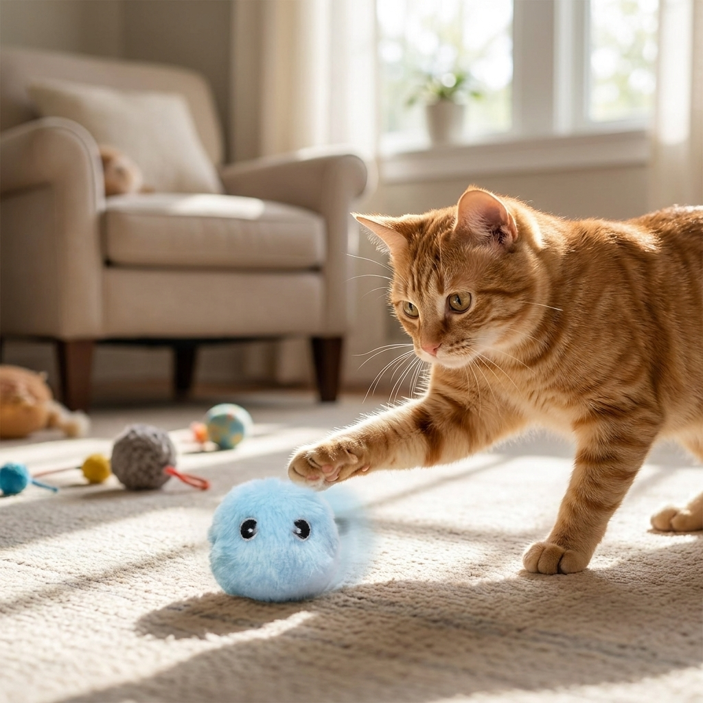 Interactive Smart Catnip Plush Electric Toy Ball