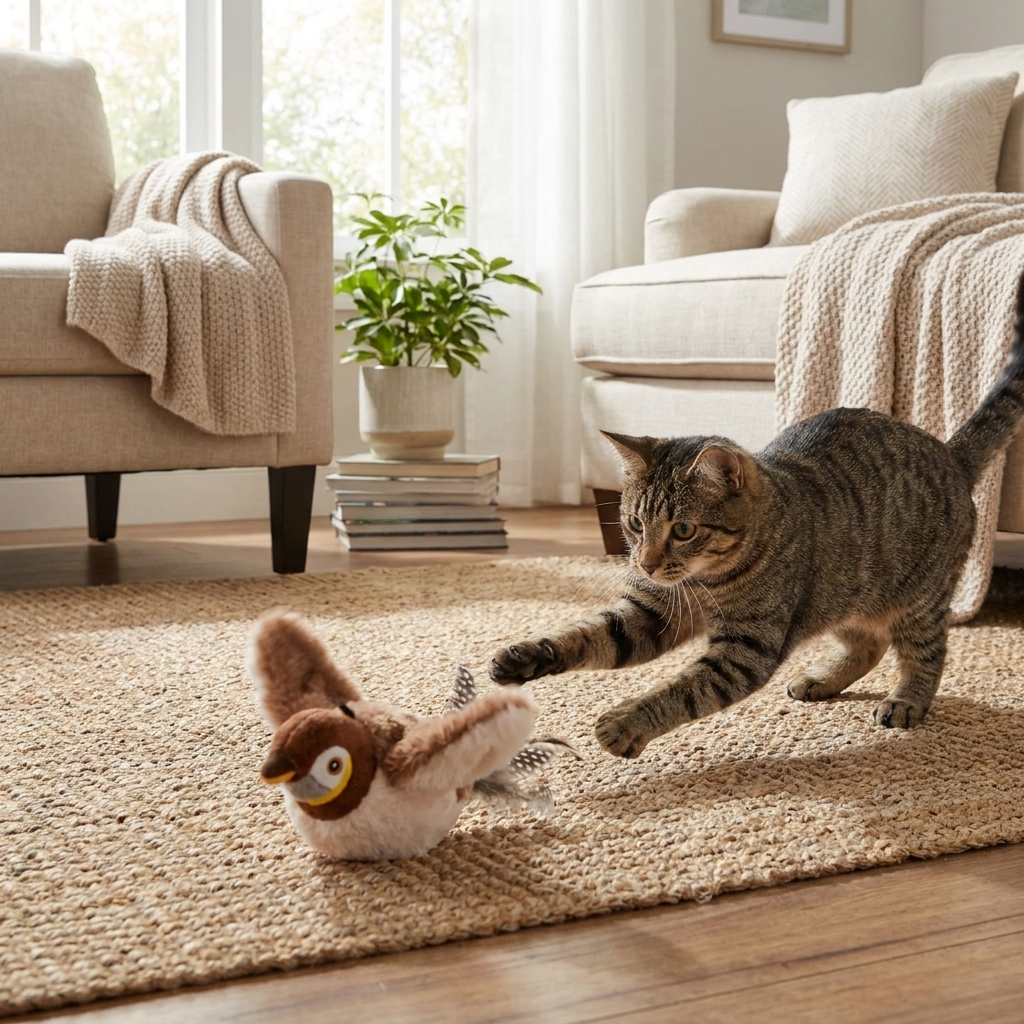 Interactive Chirping Bird Cat Toy Flapping Wings