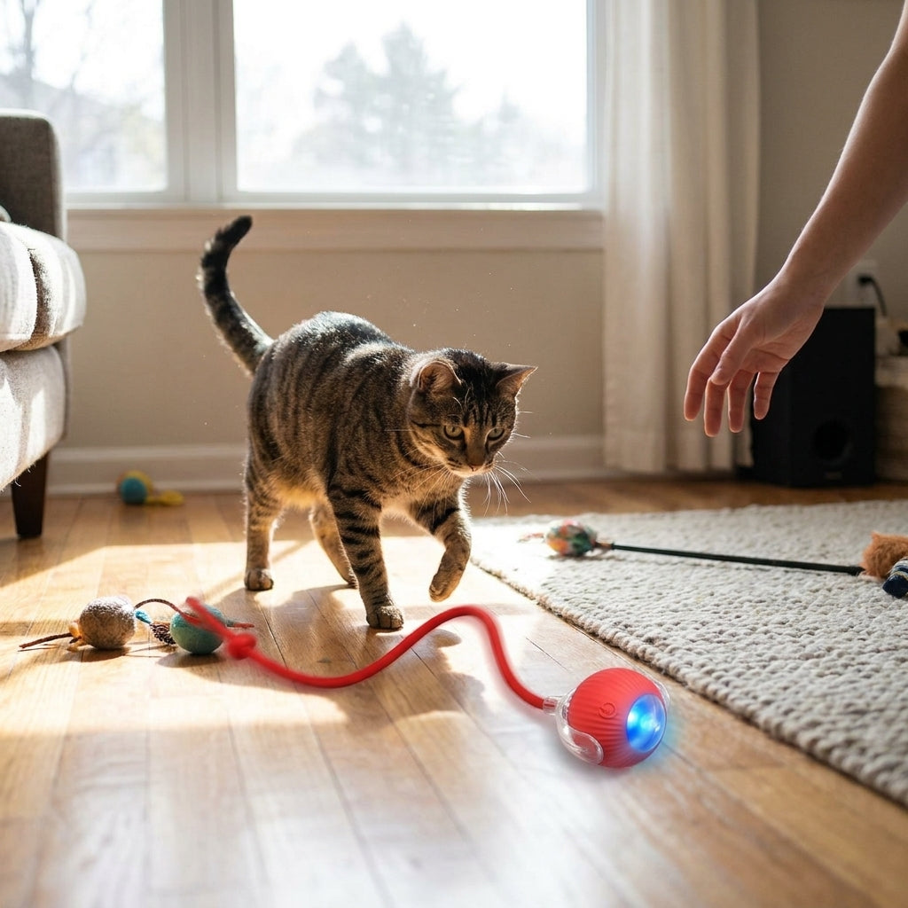 Smart Cat Toy Rolling Ball in use