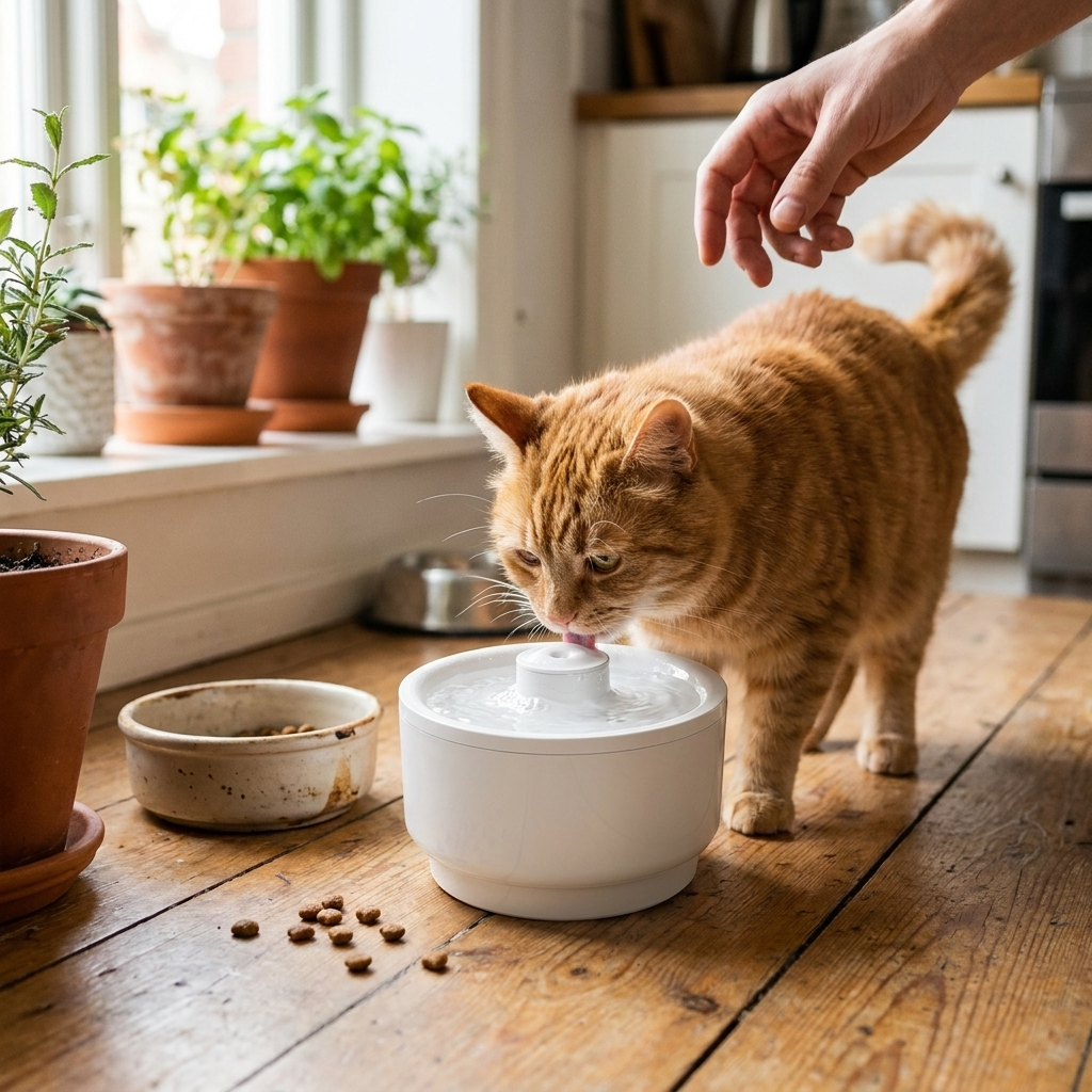 HEYBO Automatic Cat Water Fountain in use