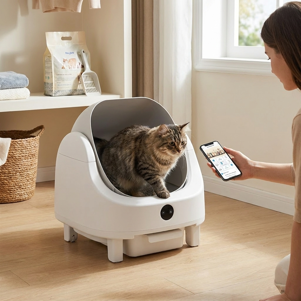 HBZH Smart Cat Litter Box in use