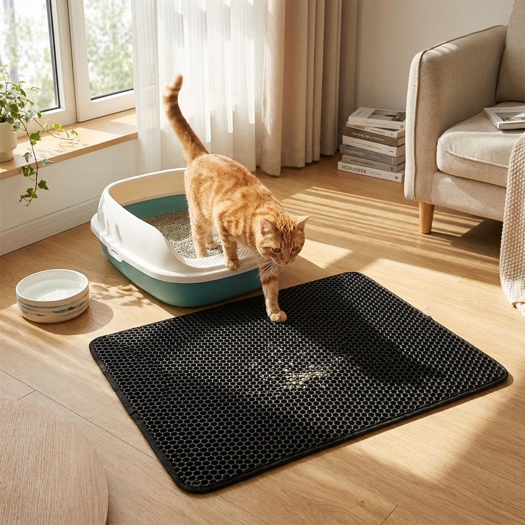 Extra Large Cat Litter Mat in use