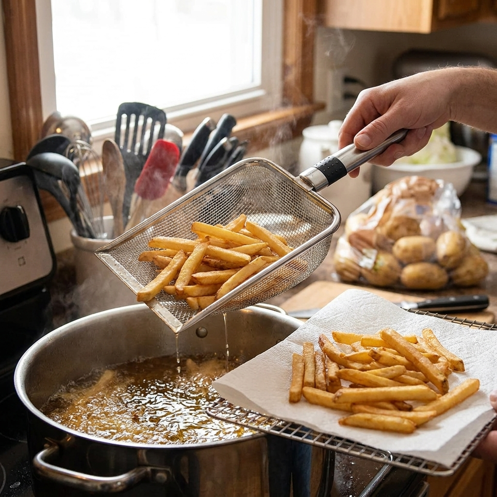 Stainless Steel Cat Litter Scoop in use
